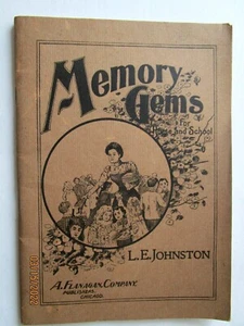 ANTIQUE BOOK MEMORY GEMS FOR HOME AND SCHOOL L.E. JOHNSTON 1900 SOFTCOVER-E9H-25 - Picture 1 of 6