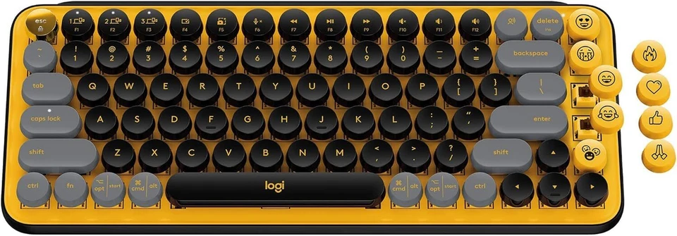 Logitech POP Keys Mechanical Wireless Keyboard with Customizable Emoji Yellow - Image 1 of 1