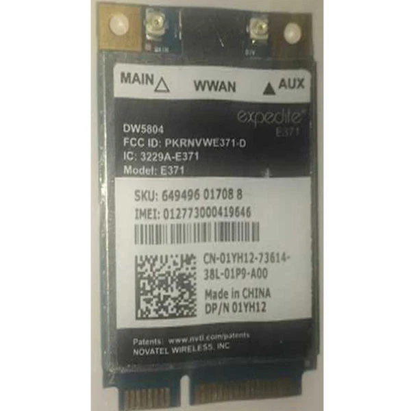 Dell DW5804 01YH12 Expedite E371 4G LTE/WWAN Novatel Wireless pcie card - Image 1 of 1
