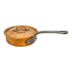 Sartén de cobre Mauviel de colección con tapa lados rectos Francia 9 5/8 - Imagen 1 de 15