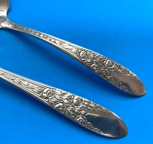 National Silver ROSE & LEAF Cold Meat Fork  Ladle Silverplate 1937 LOT of 2 - Picture 1 of 8
