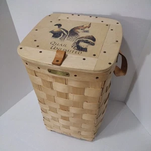 Mountain Trails Basket Quail Unlimited Leather Handles 20" x 12" Laundry - Picture 1 of 24