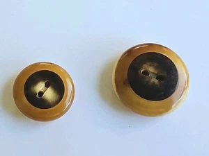 Juego de botones madre/hija - celuloide amarillo y marrón - 1" y 0,75" - Imagen 1 de 4