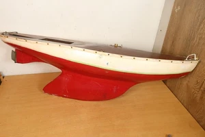 LARGE Wooden Pond Yacht Sailing Boat Hull Keel Vintage Model Project 92.5cm - Picture 1 of 23