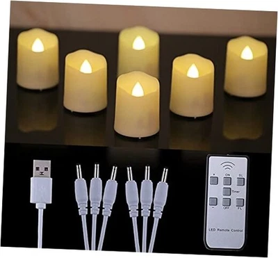 6 PIEZAS 1.8”H Recargable 6 Piezas/Recargable con Control Remoto/1.8”h/Aspecto Blanco Foto 1 de 4