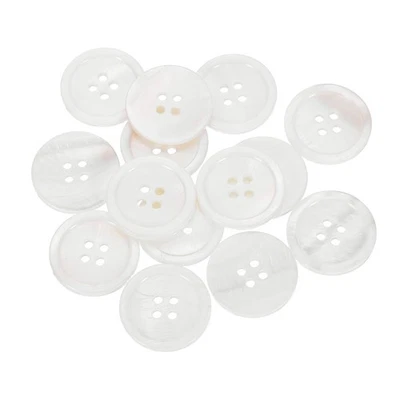 14 Pcs Natural Shell Button, 4 Hole 23mm Mother of Pearl Button, White - Image 1 of 4