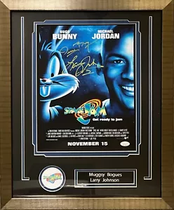 Larry Johnson Muggsy Bogues auto signed 11x14 framed photo Space Jam JSA Hornets - Picture 1 of 3