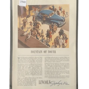 Vintage 1940 Lincoln Zephyr V-12 Jungbrunnen Werbung - Bild 1 von 3