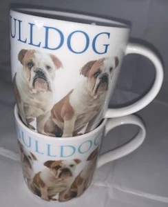 English Bulldog Coffee Mugs Cup  Embossed by Home Essentials Set Of Two. - Picture 1 of 12