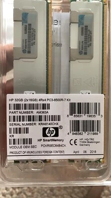 AM363A HP 16GB (1X16GB) 4RX4 PC3-8500R MEMORY AM363-69001 - Image 1 of 3