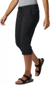 Columbia Anytime Outdoor Pants Women's 22W Black Drawstring Waist Capri JDM1317 - Picture 1 of 12