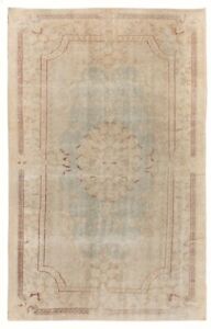 6x9.6 Ft French-Aubusson Inspired Vintage Distressed Handmade Turkish Wool Rug