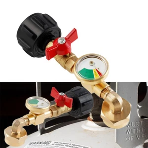 1lb to 20lb tank Propane Refill Elbow Adapter with Gauge + ON-Off Control Valve - Picture 1 of 10