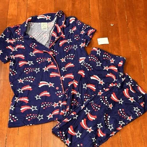 Nite Nite Munki Munki Women's Shooting Stars Americana Pajama Set 4-6 Small NEW - Picture 1 of 14