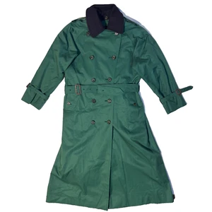 Burberry London Green Belted Trench Coat Removable Wool Lining S/M - Picture 1 of 11