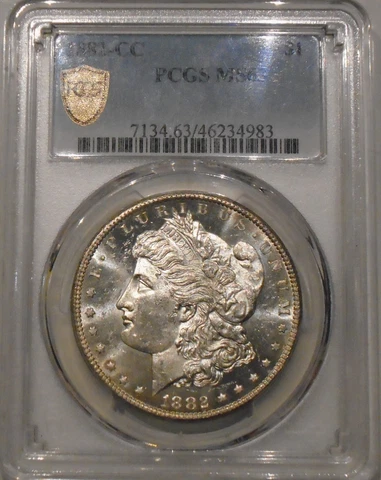 1882 CC $1 MORGAN SILVER DOLLAR PCGS MS 63-LUSTROUS-PL REVERSE-KEY DATE-!!!!!!!! Cover