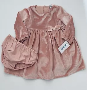 Neu mit Etikett Carter's rosa Velours 2-teiliges Kleid Baby Mädchen 12M • elegant Weihnachten/Urlaub - Bild 1 von 9
