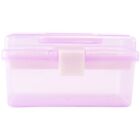 Plastic Handle 2 Layer Hardware Tools Storage Box, Clear Purple N6n91870