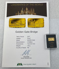 2017 Golden Gate Bridge Landmarks of the World 1/2g 9999 Gold Rectangular Coin