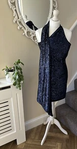 Karen Millen Blue Sequin Pencil Evening Dress UK 6 - Picture 1 of 3