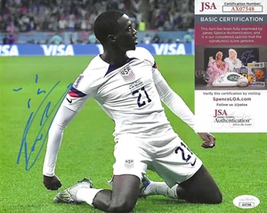 Foto firmada por Timothy Weah de 8x10 con certificado de autenticidad JSA #AX07548 USMNT Tim Juventus George - Imagen 1 de 2