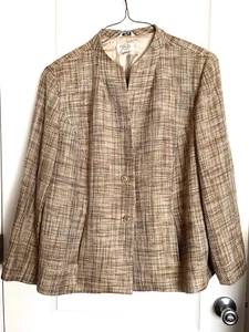 Talbots beige italienischer Tweed kragenloser Anzug Blazer Jacke Gr. 16W - Bild 1 von 3