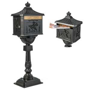 Retro Cast Aluminum Mailbox Lockable Security Postal Letter Box w/Baffle Door - Picture 1 of 10