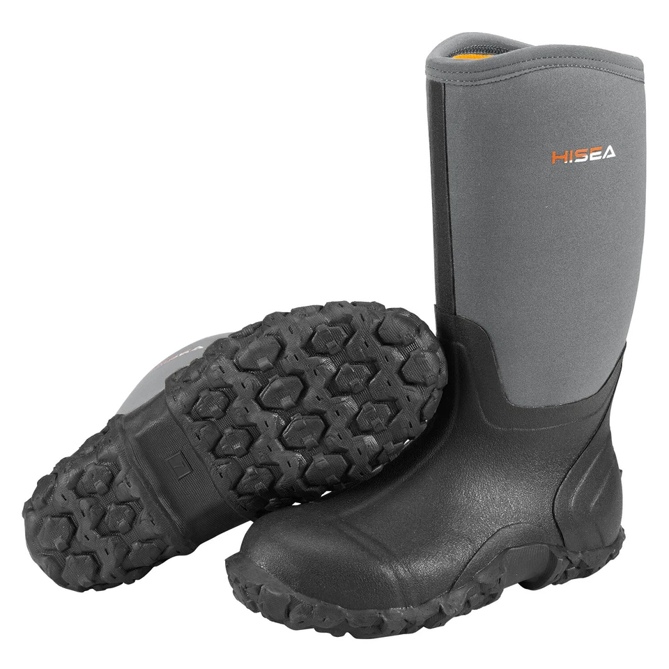 HISEA Men Rain Boots Waterproof Insulated Hunting Fishing Garden Mud Work Boot - Image 1 of 4