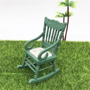 1:12 Scale Dolls House Miniature Rocking Chairs Green Armchairs Garden Furniture - Picture 1 of 6