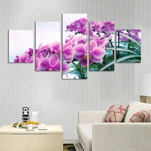 Amazing Pink Orchid Flowers Canvas Prints Painting Wall Art Home Decor 5PCS - Picture 1 of 2