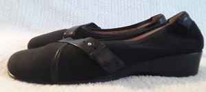 Taryn Rose Ballet Shoes Dance Loafers Leather Slip On Size 38 M Black 7.5? US - Picture 1 of 18