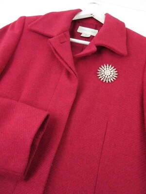 复古休闲转角外套女式 6 红色羊毛混纺夹克 Peacoat 中长 80 年代 — 第 1/4 张图片