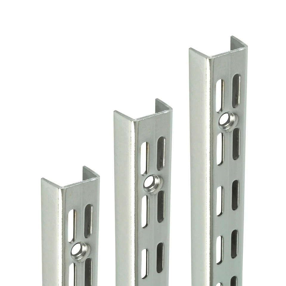 Twin Slot Shelving Chrome System Upright Wall Mounted Adjustable Modular Storage - Image 1 of 1