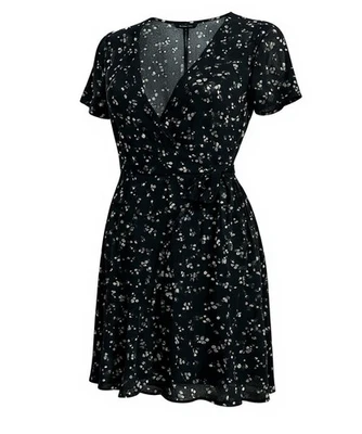 Tommy Jeans Abito Corto A Cuore Inverso Donna Motivi Fiori Rouches DW17941 - Immagine 1 di 4