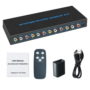 Video L/R Stereo Audio AV Selector Switch Box 4X3 Composite Switcher For DVD - Picture 1 of 15