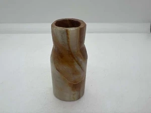 Vintage Onyx Kerzenhalter Vase Flasche 3,25" braun orange weiß Stein Dekor - Bild 1 von 8