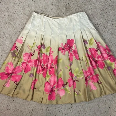 Jones New York 镀层花卉丝绸裙 A 字学院风职业尺寸 20W 女式 — 第 1/4 张图片