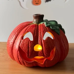 Halloween Vintage Kürbis Keramik Teelichthalter 80er Jahre - Bild 1 von 15