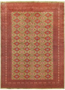 9x12 Turkish Wool Rug - Green Turkish Oriental Rug - Handmade Floral Area Rug - Picture 1 of 8