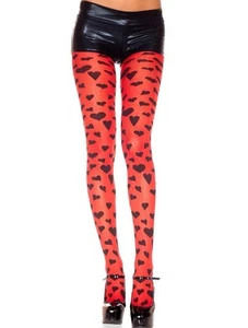 sexy MUSIC LEGS opaque HEARTS print VALENTINE'S tights PANTYHOSE nylon STOCKINGS - Picture 1 of 2