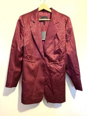 Eloquii Blazer With Long Ties in Dark Grape, Animal Print, Contemporary Sz14 NWT - Image 1 of 4