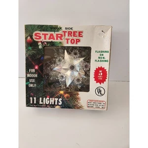 Vintage 5 Lichter Baumspitze Silberfolie Stern ~ Christbaumspitze verpackt - Bild 1 von 3