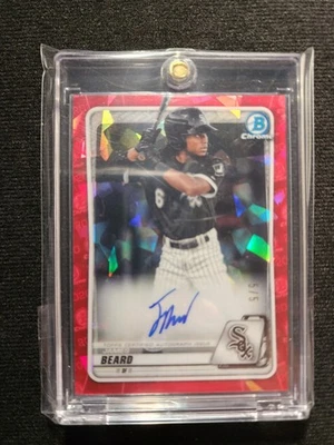 2020 Bowman Chrome Red Cracked Ice Auto James Beard BSPA-JBE 5/5 - Image 1 of 2