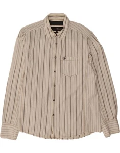 TOM TAILOR Mens Graphic Shirt 2XL White Striped Cotton BL03 - Picture 1 of 3