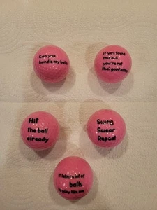 Novelty Pink Golf Balls. "Swing Swear Repeat" Misc. Logos Quantity 5. NEW. - Picture 1 of 2