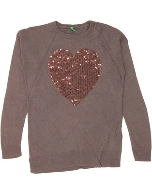 Suéter Jersey BENETTON Niñas Cuello Redondo 11-12 Años 2XL Marrón Viscosa CG09 Foto 1 de 3