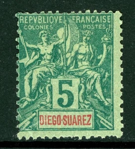 France Colonies 1894 Diego Suarez 5¢ Green Scott #41 Mint G18 - Picture 1 of 6