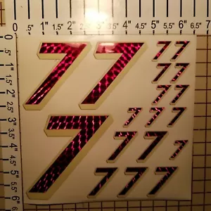 Prismatic Red w/ Creme #7's Racing Numbers Vinyl Decal Sheet 1/10-1/12 slash - Picture 1 of 11
