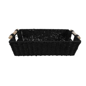 Maine & Crawford Cercy 46cm Paper Rope Basket Organiser Storage w/ Handle Black - Picture 1 of 3