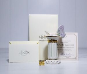 LENOX "In the Garden Treasure Box" Porcelain Trinket Box in Box w/ Charm COA